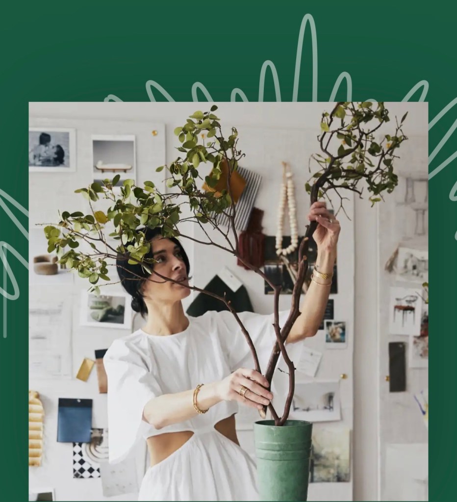 Athena Calderone from the More Than One Thing podcast tending to her plants at home